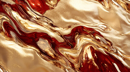 Wall Mural - Shimmering Gold and Red Chrome