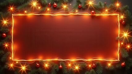 Wall Mural - Beautiful holiday frame with lights and decor