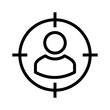 © OpaDesign - Minimalist vector icon of a person inside a target, symbolizing focus, recruitment, or audience targeting. Editable stroke.