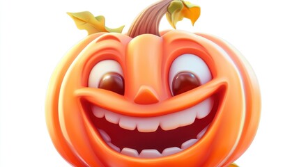 Wall Mural - A 3D Render of a Smiling Pumpkin with Big Eyes