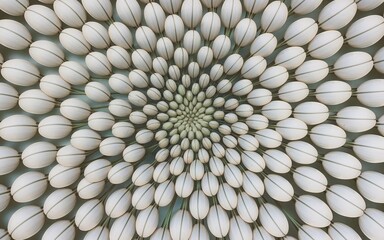 Wall Mural - white oval pattern. white oval shapes radiating outward from a central point, creating a hypnotic vi