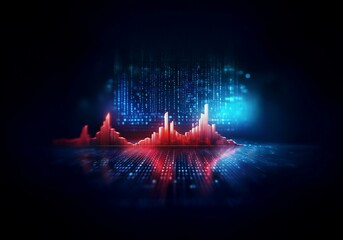 Aufkleber - A glowing red graph rises against a backdrop of blue binary code.