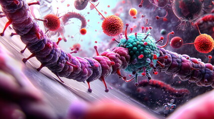 Aufkleber - Microscopic View of Virus and Bacteria.