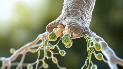 Poster - Microscopic View of a Spore-Producing Fungus.
