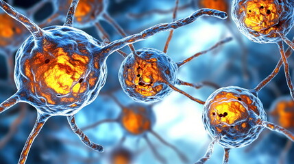 Poster - Microscopic View of a Cell with Multiple Extensions.