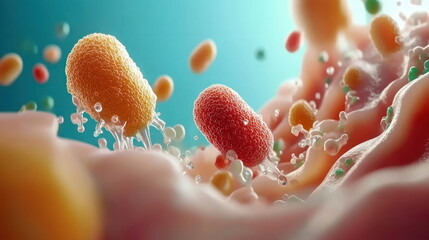 Aufkleber - Microscopic Bacteria in Liquid.