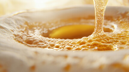 Poster - Golden Liquid Pouring into Foam.