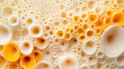Poster - Abstract Foam Texture with Yellow and White Bubbles.