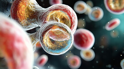 Poster - Microscopic View of Cells in a Biological System.