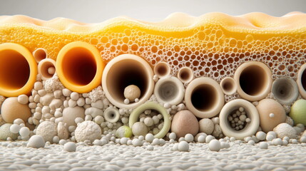Aufkleber - Abstract 3D Cellular Structure with Bubbles and Spheres.