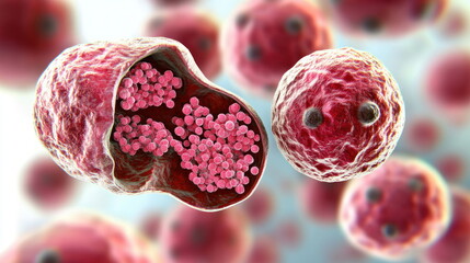 Poster - 3D Illustration of a Cut Open Bacteria Cell.