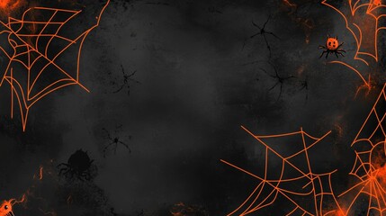 black background with spider webs Halloween theme