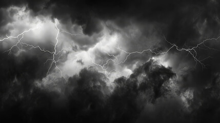 black stormy clouds with lightning