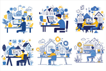 Web Developer Focused at Work Vector Design