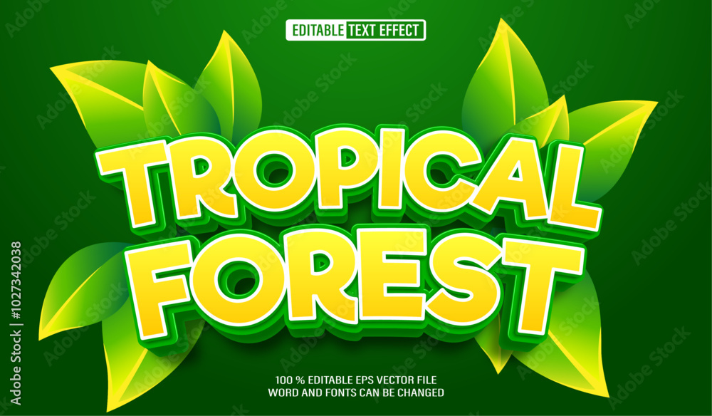 Forest Style Text Box Editable 3d text style effect -Tropical Forest text effect Template ...
