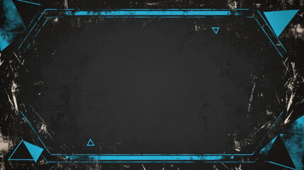 Canvas Print - Futuristic grunge banner with blue triangle accents and a dark, distressed frame.