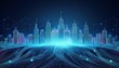 © SH Art Solutions - Illustration von Datenfluss in einer Smart City. Stadt der Zukunft.