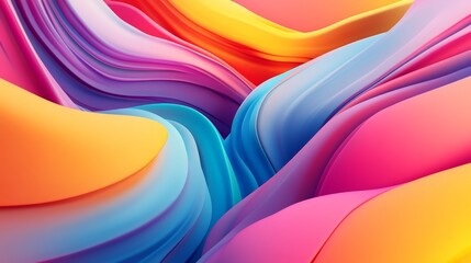 Canvas Print - Swirls of bright pink, orange, and blue blend harmoniously, creating a vibrant and dynamic visual experience that captivates the eye