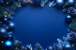 © Prasanth - A royal blue Christmas template with a festive frame of royal blue ornaments and garland, adding a majestic and elegant touch.