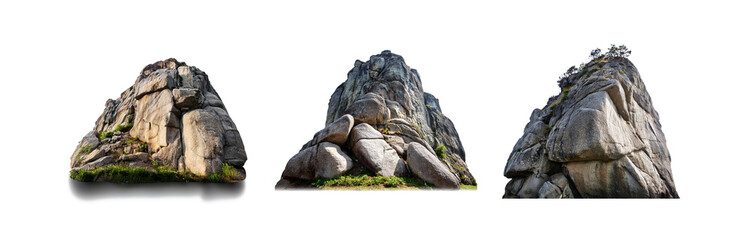 Poster - Three isolated rock formations with white backgrounds.