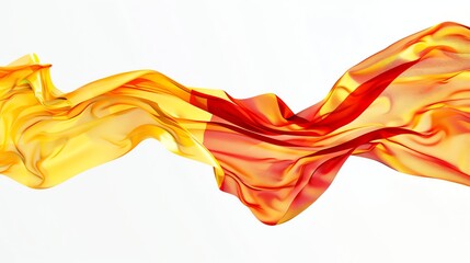 Wall Mural - a flowing piece of red and yellow fabric against a white background.