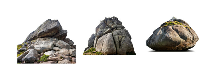 Poster - Three rock formations are shown against a white background.