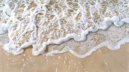 Wall Mural - A close-up view of ocean waves gently lapping against a sandy shore.