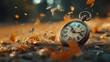 © Fexri - An artistic depiction of a dissolving pocket watch, symbolizing the concept of time fading away.