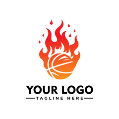 A basketball surrounded by flames. Perfect for dramatic backdrops, concept designs, or fiery themes in marketing materials, websites, and social media posts.