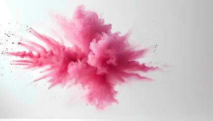 A vibrant pink explosion of color against a clean white background, capturing a moment of vibrant energy and artistic expression