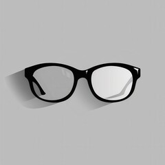 Wall Mural - A pair of stylish black eyeglasses is displayed against a gray backdrop, highlighting their sleek design and the soft shadows. Generative AI