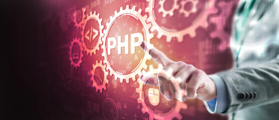 PHP. Web development concept. A general purpose interpreted scripting language