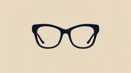 Poster - The black eyeglasses rest against a soft beige background, showcasing their contemporary design and sleek frame style for daily use. Generative AI
