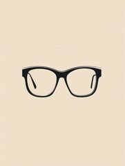 Poster - A pair of stylish eyeglasses sits prominently against a plain light backdrop, highlighting their sleek design and contemporary style. Generative AI