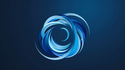 Wall Mural - a 3d rendering of a blue, interwoven, torus shape on a blue background.