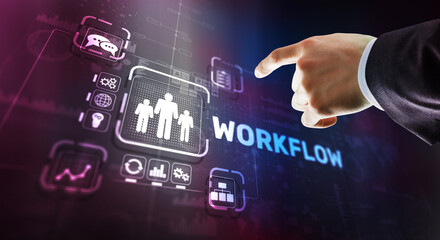 Wall Mural - workflow repeatability systematization business process. business technology internet
