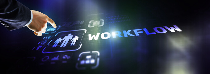 Wall Mural - workflow repeatability systematization business process. business technology internet