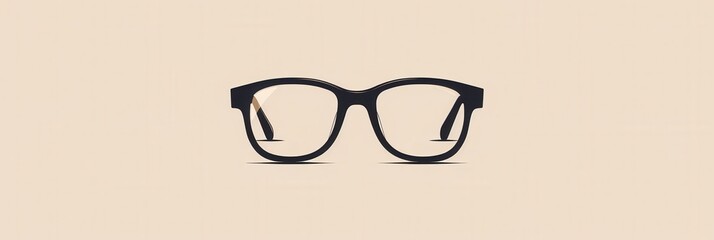 Poster - These black eyeglasses stand out against a neutral backdrop, showcasing their stylish design suitable for various occasions. Generative AI