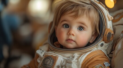 Curious Baby in an Astronaut Suit