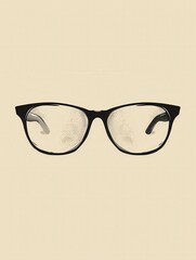 Poster - A pair of modern eyeglasses sits quietly on a soft background, showcasing reflections and highlights under gentle lighting. Generative AI