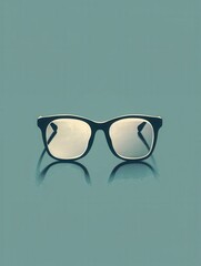 Poster - A pair of classic black eyeglasses rests on a vibrant background, emphasizing their elegant design suitable for various occasions. Generative AI