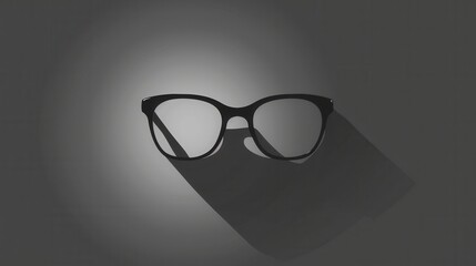 Aufkleber - A pair of elegant eyeglasses is centered against a softly lit backdrop, creating striking shadows that enhance their design. Generative AI