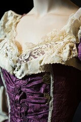 Poster - Elegant Victorian Corset: A Close-Up of a Purple and Cream Historical Garment for Fashion Exhibitions