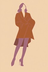 Sticker - Stylized Fashion Illustration: Minimalist Figure in Earthy Tones