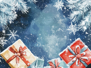 Snowy Holiday Party Invitation with Space for Gift Details: Create Memorable Winter Celebrations