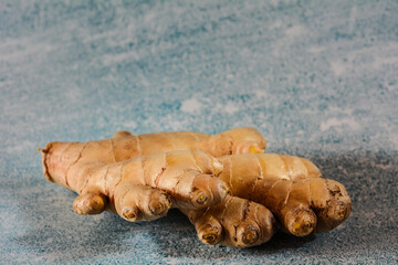 Product close-up of a ginger root in  studio