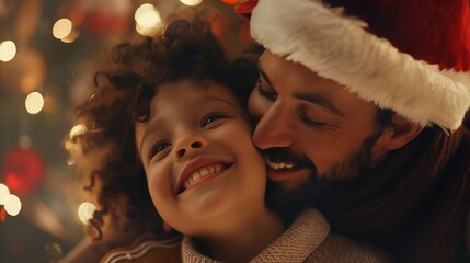 An adult and a child share happiness while celebrating Gingerbread House Day together