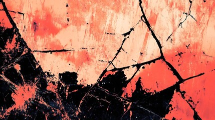 Leinwandbilder - Abstract background with red and black tones, with cracked lines creating a textured look.