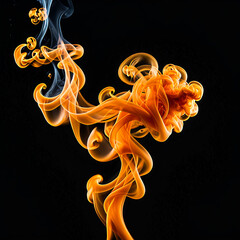 Orange smoke on black background