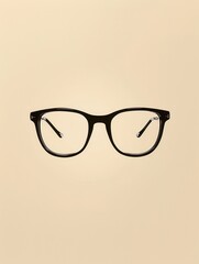 Poster - A pair of sleek black eyeglasses is displayed against a neutral background, highlighting their stylish design and practicality for clear vision. Generative AI